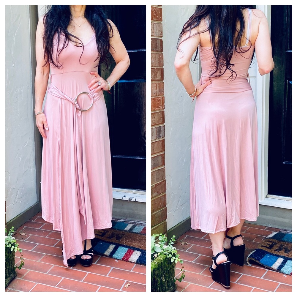 Gorgeous Rose Tank belted Asymmetrical Hem dress - Picture 2 of 9